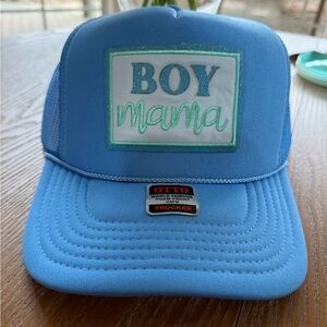 OTTO Light Blue "BOY mama" Trucker Hat with Green Embroidery